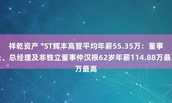 祥乾资产 *ST辉丰高管平均年薪55.35万：董事长、总经理及非独立董事仲汉根62岁年薪114.88万最高